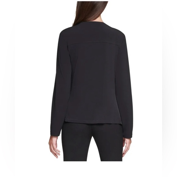 CALVIN KLEIN Womens Black Faux Leather Evening Jacket Plus size 1X gorgeous NEW - Picture 2 of 2